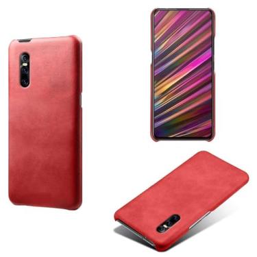 Imagem de Capa para vivo V15 Pro,Proteção contra quedas,Casca de volta de cor sólida simples,Design de couro de imitação de plástico-Red
