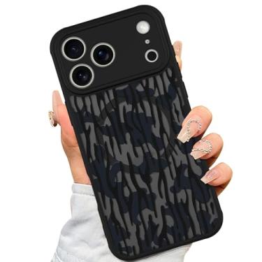 Imagem de AIGOMARA Capa feita para iPhone 17 Pro [compatível com MagSafe] Design de padrão de camuflagem preta para mulheres meninas homens TPU macio amortecedor rígido PC traseiro anti-queda à prova de choque