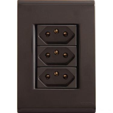 Imagem de Conjunto 4x2 Com 3 Tomadas 2p+t 10 A 250 V Tramontina Liz Grafite Tramontina