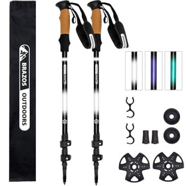 Imagem de Brazos Bastões de caminhada para caminhada | Bengala dobrável | 61 cm a 137 cm (par de 2) alumínio ultraleve de 275 g com aderência de cortiça | Caminhada em todos os terrenos e estações