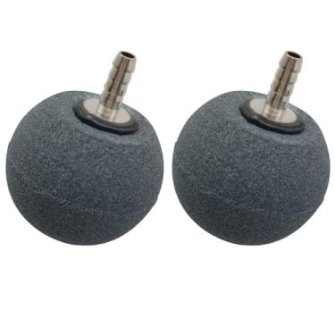 Imagem de PZRT 2 peças conector de metal esférico de pedra de ar de aquário 4 x 5 cm sistema hidropônico bolha pedra oxigenador para tanques de tartaruga pequenos tanques ecológicos ou paisagismo de aquário