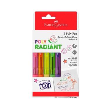 Imagem de Caneta esfer Poly Radiant Colors 5 unid Faber-Castell