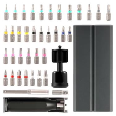 Imagem de WhSunVo Conjunto de mini chaves de fenda S2, conjunto de chaves de fenda de precisão de liga de aço, ergonômico, 40 em 1, ferramenta de reparo de chave de fenda com 37 pontas para consertar relógio