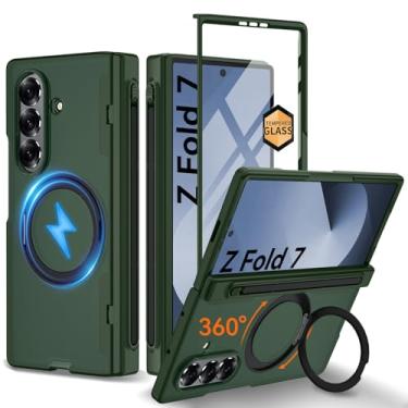 Imagem de Suporte magnético invisível giratório de 360° atualizado para capa Samsung Galaxy Z Fold 7, [compatível com MagSafe] [suporte de caneta S ][proteção de dobradiça][protetor de tela], capa de telefone