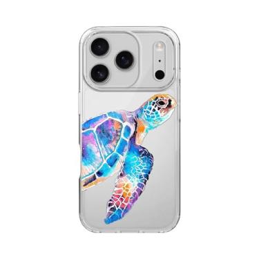 Imagem de Capa FancyCase compatível com iPhone 17 Pro (6,3 polegadas)-Ocean Beach Animal Design Cool Turtle Pattern Capa protetora flexível TPU transparente (tartaruga colorida)