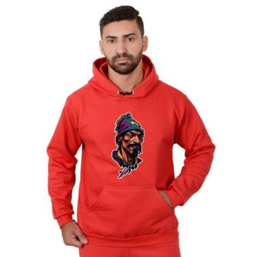 Imagem de Blusa Rapper Moletom Masculina Desenho 3D Com Bolso e Capuz Vermelho -
