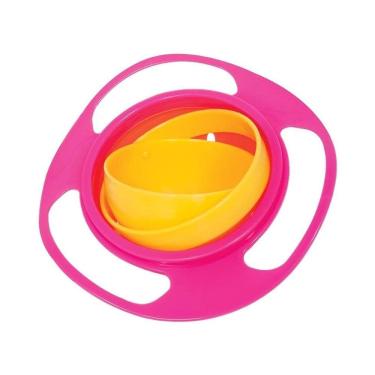Imagem de Prato Infantil Bebê Giro Bowl Giratório 360º Rosa Menina