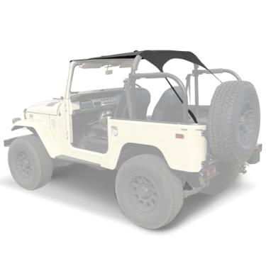 Imagem de Bimini Soft Top compatível com Toyota Land Cruiser 1964-1984 lona resistente e material de couro de vinil preto para proteção solar e chuva leve