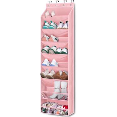 Imagem de Organizador de sapatos KEETDY Over The Door, 20 pares de tênis rosa