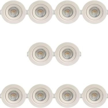 Imagem de KIT 10 SPOT LED REDONDO DIRECIONAVEL EMBUTIR 5W BRANCO QUENTE 3000k BI