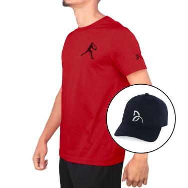 Imagem de Boné e Camiseta Lacoste Tennis Novak Djokovic Th1044 Vermelha-G