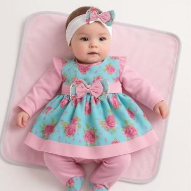 Imagem de Saída Maternidade Luxo Menina 05 Peças Pompom Roupas de Bebê - Kolim E