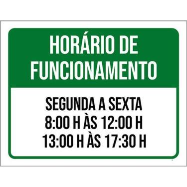 Imagem de Kit 5 Placas Verde - Horário Funcionamento Segunda Sexta