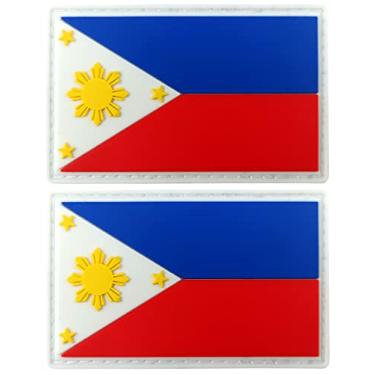 Imagem de JBCD Patch de bandeira das Filipinas Patch tático filipino - Patch de gancho e laço de borracha PVC, pacote com 2