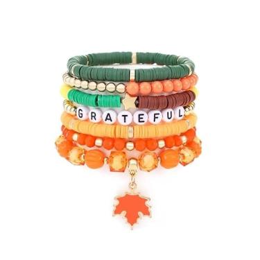 Imagem de Pingyongchang Conjunto de pulseiras de Natal com contas empilháveis de Natal para mulheres, camadas elásticas, Heishi, disco de vinil colorido, elástico, boêmio, lembrancinhas festivas, decoração de