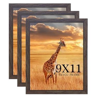 Imagem de TKYGU Conjunto de 3 porta-retratos de 23 x 28 cm, moldura de pôster, formatos horizontal e vertical para parede ou mesa, moldura de madeira de nogueira de 23 x 27 cm com acrílico resistente a