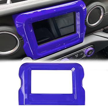 Imagem de Painel ABS Painel de Navegação GPS Moldura Interior Acabamento Capa Decorativa Compatível com Jeep Accessories Wrangler JL JLU 2018 2019 2020 (Azul)