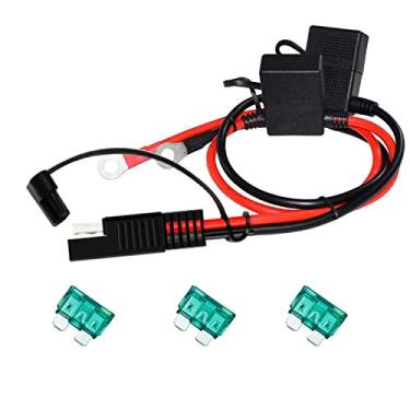 Imagem de LIXINTIAN Cabo de carregamento de bateria 10AWG, conectores de terminal SAE para anel O, com fusível de proteção 30A, plugue de desconexão rápida de 2 pinos, para motocicletas, carros, etc. - 60 cm