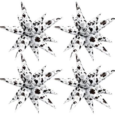 Imagem de Balões de vaca com estampa de vaca preto branco caubói ocidental cowgirl balões para meninos meninas tema fazenda primeiro rodeio aniversário menina 1º aniversário 2º aniversário celeiro fazenda tema