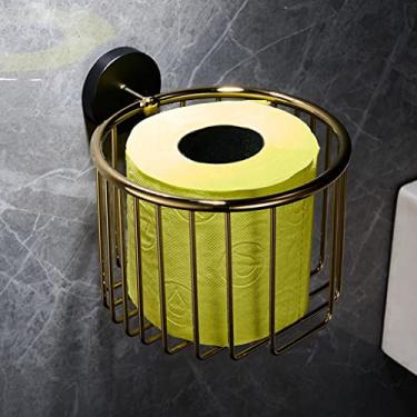 Imagem de Kit de acessórios de banho, conjunto de ferragens de banheiro, toalheiro de luxo de luz sólida, todos os acessórios de banheiro de cobre preto dourado montagem na parede (cor: cesta de tecidos)