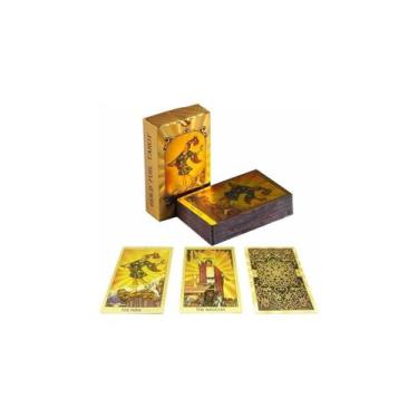 Imagem de Tarot Cards Deluxe Rider Waite, folhas douradas impermeáveis - Lightbe