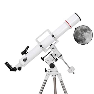 Imagem de Telescópio, telescópio astronômico para adultos, abertura de 90 mm e comprimento focal de 900 mm telescópio refratário para relógio céu estrelado, presente de festival para iniciantes
