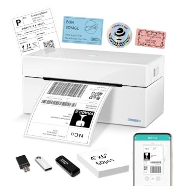 Imagem de ORGBRO Impressora térmica de etiquetas de envio Bluetooth, Z1-Plus, sem fio, 4 x 15 cm, para pequenas empresas, escritório, suporte doméstico, iPhone, Android, Windows, macOS, Chrome, Amazon, Ebay