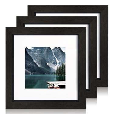 Imagem de Molduras para fotos Hongkee Black 6x6 para 4x4, conjunto de 3 fotos