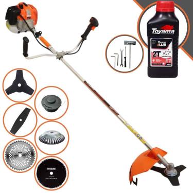 Imagem de Roçadeira Vulcan VR620-H À Gasolina 62cc 3HP Completa Com 6 Opções de Cortes, Carretel Nylon + Kit 4 Facas + Escova de Aço Circular + ÓLEO TOYAMA 2T