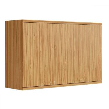 Imagem de Armário Aéreo Cozinha 120 Cm Sauvignon 3 Portas 100% Mdf 11032 Amêndoa - Rio Doce