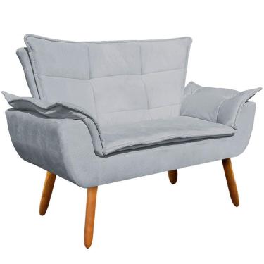 Imagem de Poltrona Namoradeira Pés Palito Charger Suede Cinza - Gran Belo