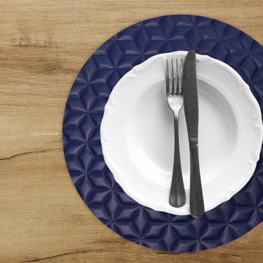 Imagem de 12 Jogo Americano Geo Alto Padrão Impermeável Redondo Az Pvc