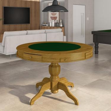 Imagem de Mesa de Jogos Carteado 4 Lugares Bellagio com Gavetas e Tampo Reversível Base Estrela com Tecido Mel/Verde G42 - Gran Belo