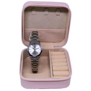 Imagem de Relógio Tuguir Feminino Ref: Tg30390 Prateado Estojo Porta Jóias