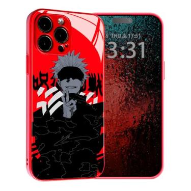 Imagem de Akatxezy Capa de personagem anime Satoru-Gojo, parte traseira de vidro, capa de telefone de silicone macio preto, impressão para iPhone 16 Pro