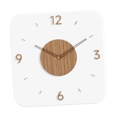 Imagem de WeiLaiKeQi Relógio de parede de madeira acrílico, relógio de parede com movimento silencioso, decorativo para casamento, escritório, sala de estar, sala de, Quadrado