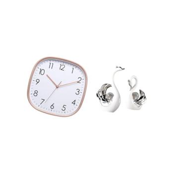 Imagem de Fenteer Relógio de Parede Digital Vintage com Cisne, Arte para Decoração de Sala de Jantar E Sala de Estar, Peça Central de Baixo Ruído, Presente Prático para