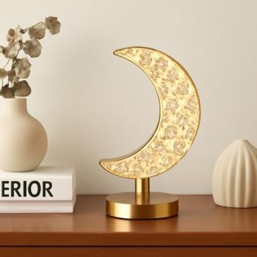 Imagem de Luminária LED Decorativa em Formato de Lua, Luz de Mesa com USB, 3 Cores de Iluminação