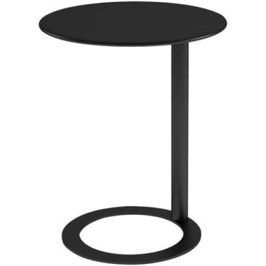 Imagem de Mesa Lateral Livig Room, Mesa Lateral Em Forma De C, Mesa De Cabeceira, Mesa Lateral De Sofá, Mesa De Café Roud, Com Mesa De Sofá De Estrutura De Metal, Escri, Black Matte, 48 * 74cm