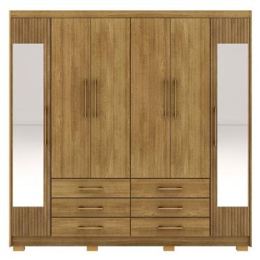 Imagem de Guarda-Roupa Casal 6 Portas 6 Gavetas 100% MDF Espelho Cadence Nature/