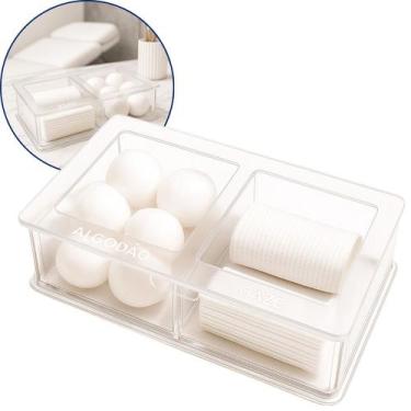 Imagem de Guarda Algodão Gaze Divisórias Porta Mantimentos Caixa Acrílico Hospit