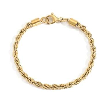 Imagem de Pulseira Masculina Trançado Baiano Dourado Unissex