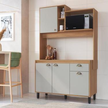 Imagem de Cozinha Compacta 123cm com Espaço para Microondas 4 Portas 1 Gaveta 2 