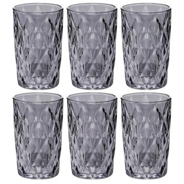 Imagem de Conjunto Jogo 6 Copos Vidro Diamond Alto Grande 390Ml Linha