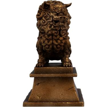 Imagem de Estátua Komainu Cão Leão Japonês Proteção Casa (Cor Cobre Antigo)