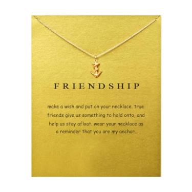 Imagem de Colar com pingente de bússola para mulheres, amizade, ferradura, boa sorte, elefante com pingente de corrente com cartão de presente, Medium, Liga de aço, Sem Pedra Preciosa