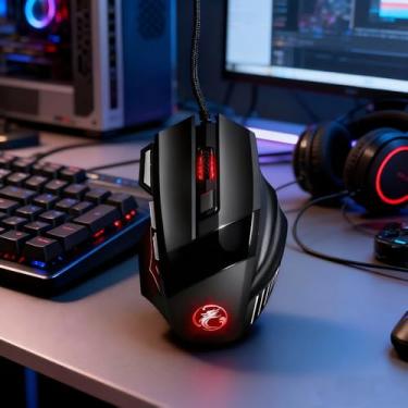 Imagem de Mouse para jogos com fio de alto desempenho, 3200 DPI, RGB, pesos ajustáveis para PC Laptop - Preto