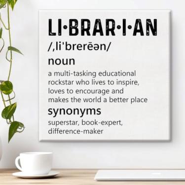 Imagem de Pôster de arte de parede com definição de bibliotecário, decoração de parede para casa, escritório, presentes para mulheres e homens, 20 x 20 cm