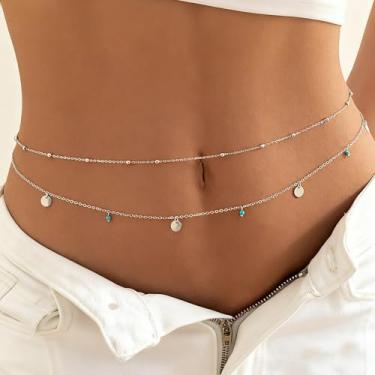 Imagem de Colar feminino com contas de cintura e costas nuas, à prova d'água, cinto para o corpo, biquíni em camadas, joia de barriga, F, Metal não precioso, Sem Pedra Preciosa