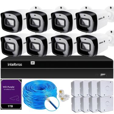 Imagem de Kit 8 Câmeras IP Vipc 1230B Intelbras NVD 1408P HD 1TB Purple